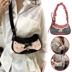 Lace Ribbon Tote With Stretchable Shoulder Strap Handbag