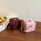 Mini Box PU Leather Crossbody Bag With Short Handle Phone Friendly Compact