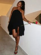 Halter Bodycon Dress With Asymmetrical Hem Backless