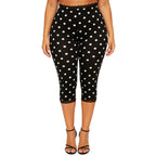 Lace Trim Capri Leggings With Elastic Waist Women Three Quarter Length