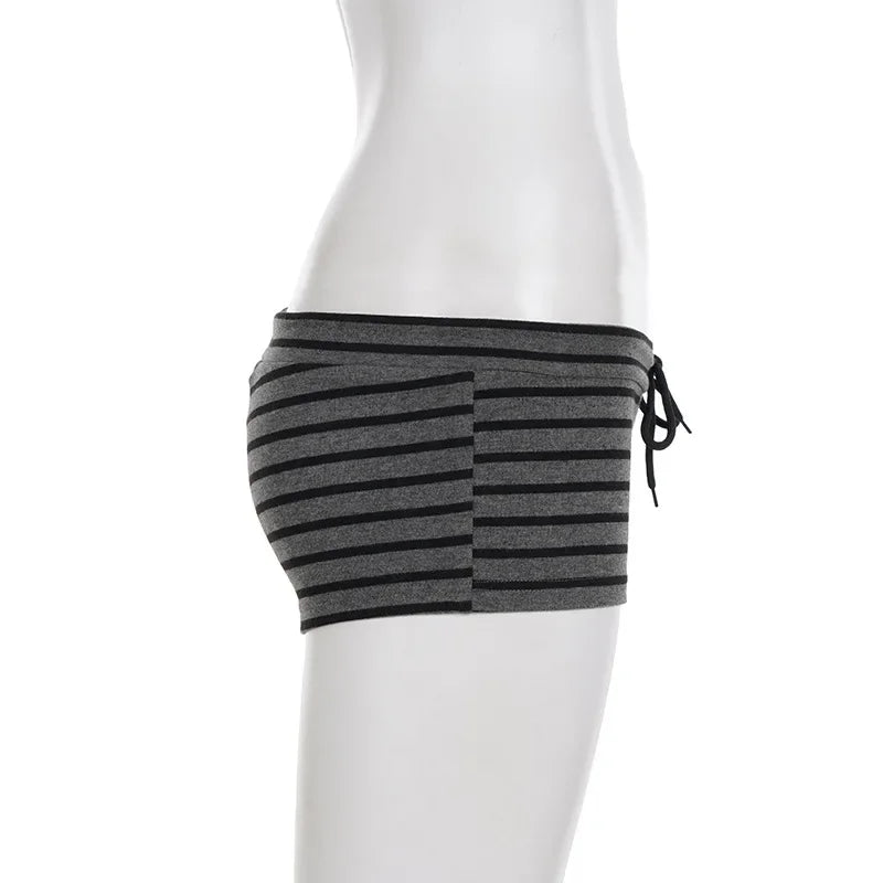 Striped Off Shoulder Crop Top Two Piece Set