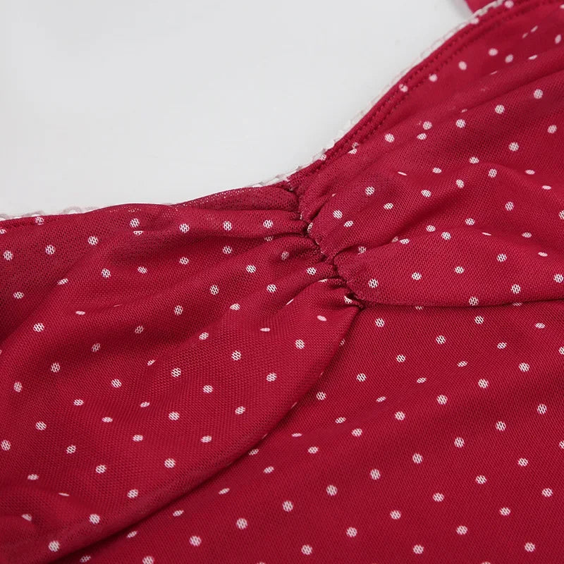 Polka Dot A Line Mini Dress With Ruched Strapless Backless Silhouette