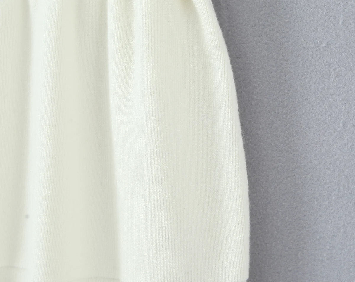 Y2K Women Roll Down Rib Knitted Hem Ruched Pleated Mini Skirt Elastic Waist Hips A-line Skirt