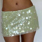 Sequin Wrap Mini Skirt With High Waist
