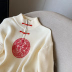Vintage Knit Sweater With V Neck And Loose Fit