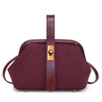 Luxe Faux Suede Frame Shoulder Bag With PU Accent Elegant Crossbody