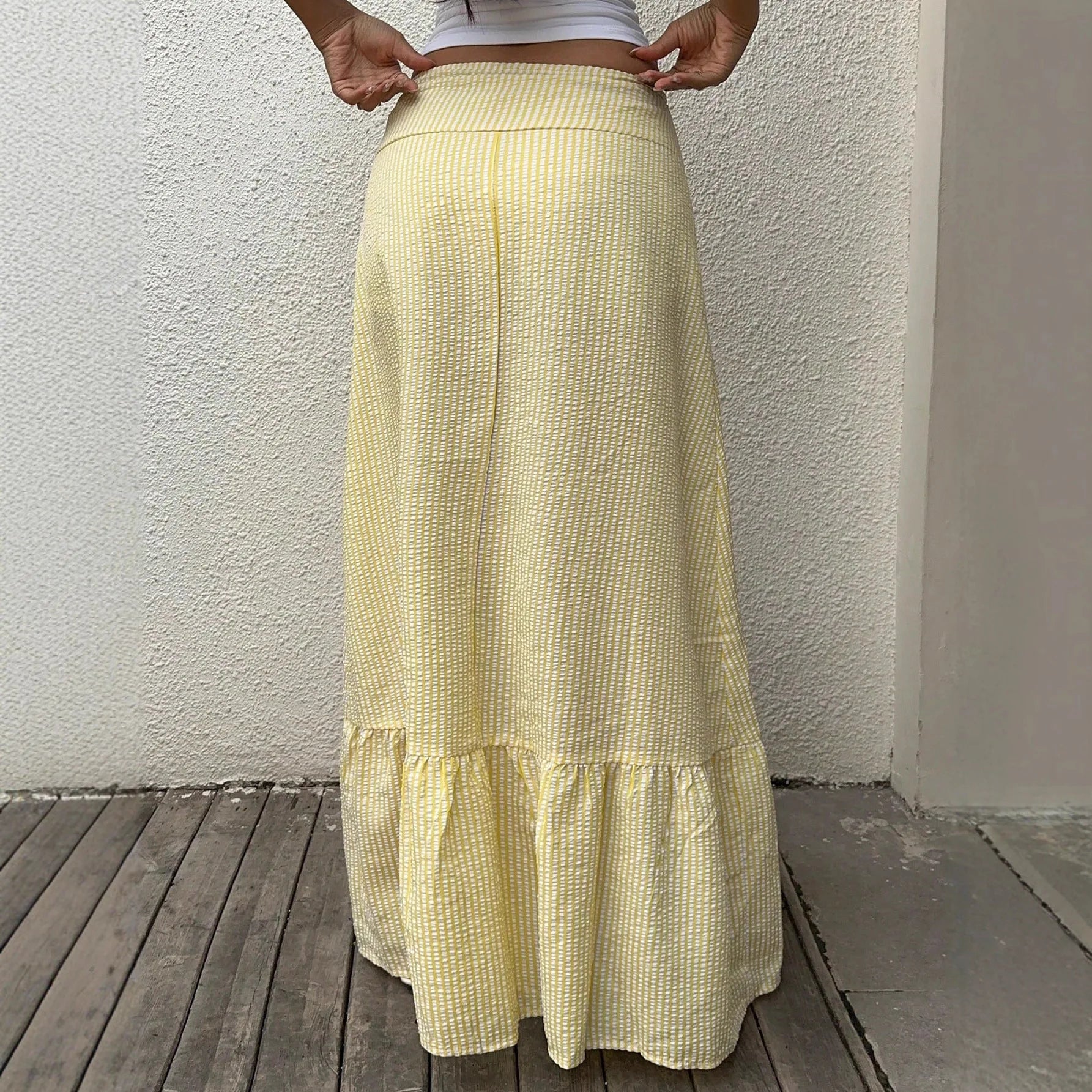 Striped High-Waisted Maxi Skirt