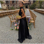 Sexy Satin Ribbon Backless Halter Dress For Elegant Evening Gown