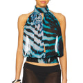Gradient Print Halter Crop Top Open Back Sleeveless