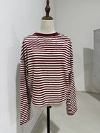 Stripe Patchwork Long Sleeve Tee for Casual Streetwear and Everyday