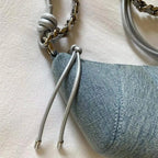 Retro Denim Crossbody Bag With Chain Ornament
