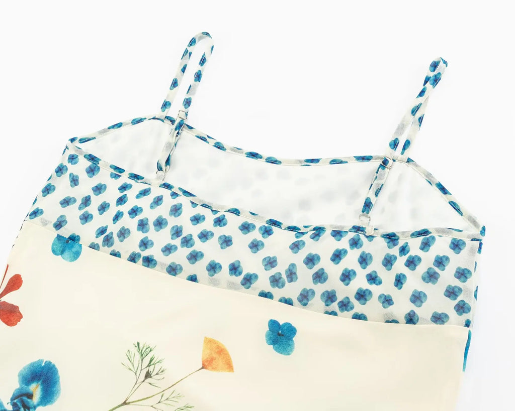 Floral Print Retro Sling Dress Light Chiffon