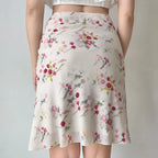 Floral Retro Mesh Mini Skirt With Fish Tail
