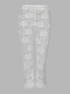 Lace Capri Pants For Women With Elastic Waist Cropped See Through Design