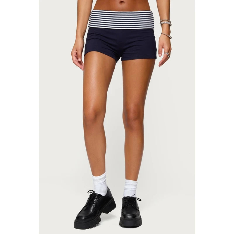 Fold Over Lounge Shorts For Women Elastic Waist Soft Comfort With Y2K Vibe