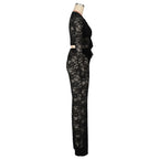 See Through Lace Set With Long Sleeve Top And Pants