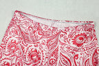 Paisley Print Backless Halter Crop Top Two Piece Set With Lace Up Detail And Skinny Pants