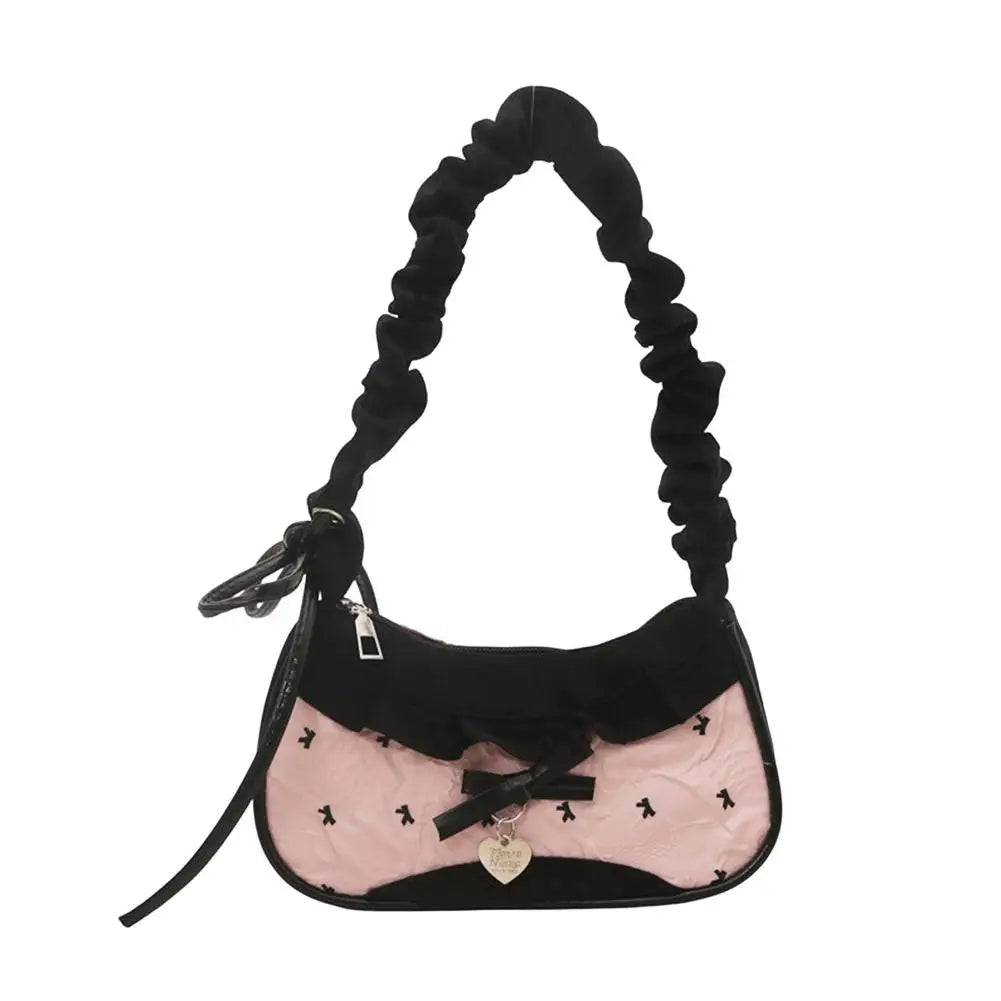 Lace Ribbon Tote With Stretchable Shoulder Strap Handbag