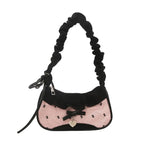 Lace Ribbon Tote With Stretchable Shoulder Strap Handbag