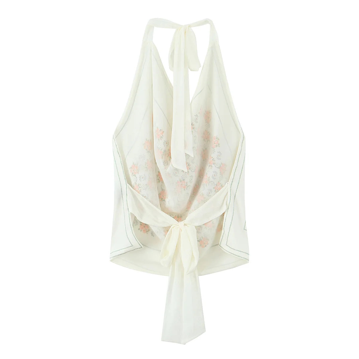 Floral Smocked Backless Halter Blouse Chic Top