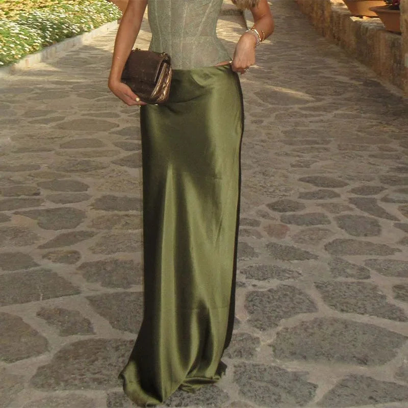 Two Piece Lace Up Top V Neck Sleeveless And A Line Skirt Set