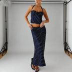 Two-Piece Set Women's Sexy Polka Dot Top Casual Maxi Skirts Sets