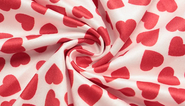 Heart Print Strapless Hip Wrap Sheath Dress