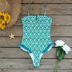 Bandage One Piece Swimsuit Women Swimwear Ruffle Bodysuit Monokini