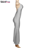 Coquette Backless V-Neck Evening Maxi Dress With Mermaid Silhouette