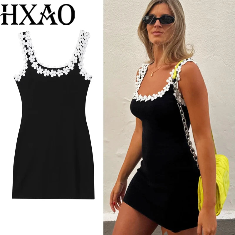 Black Glam Floral Backless Corset Slip Dress Sleeveless