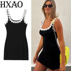 Black Glam Floral Backless Corset Slip Dress Sleeveless