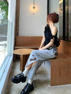 Moody Vintage Streetwear Grunge High Waist Skirt With Lace Up Detailing And Modern Vibe