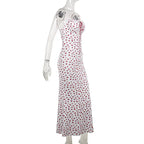 Floral Spaghetti Strap Maxi Dress With Lace Trim And Lace Up Detail