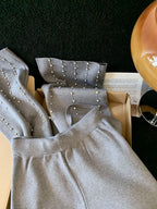 Knitted Wide Leg Pants Women Elegant Trousers