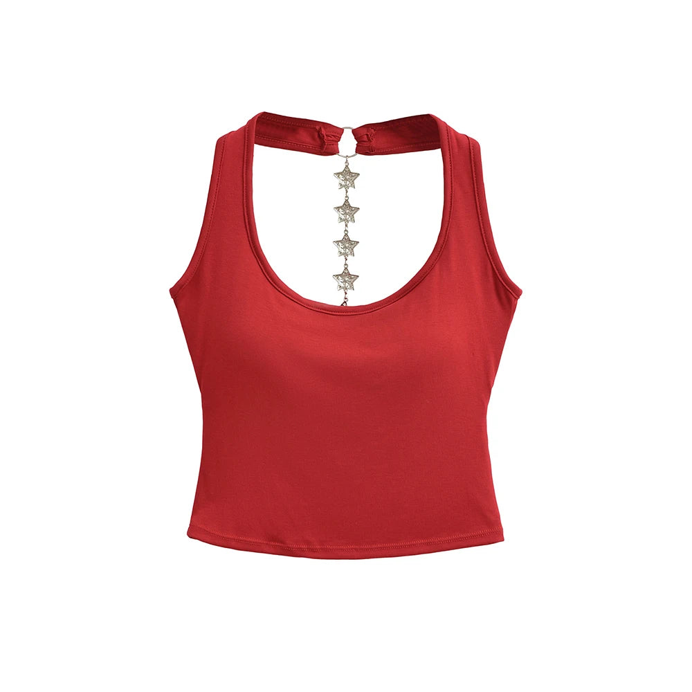 Midnight Y2K Backless Chain Cutout Strapless Tank Top