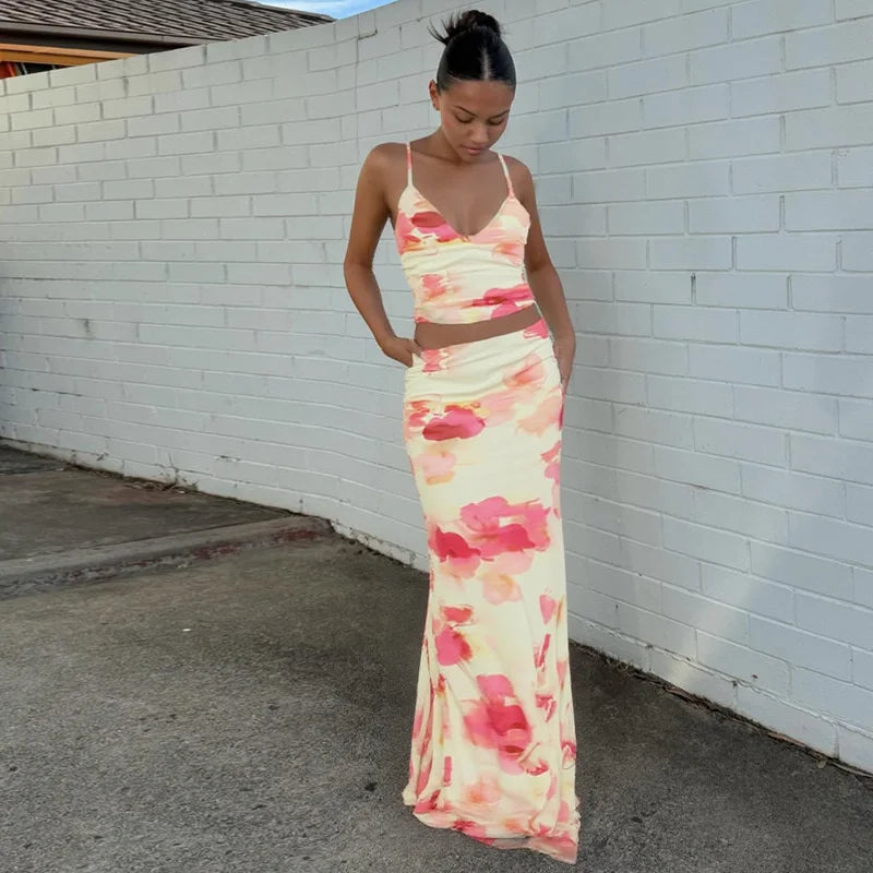 Crop Top And Maxi Skirt Set