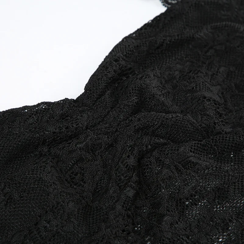 Elegant Lace Flora Halter Crop Top With Sheer Panel Lightweight Sleeveless Tank