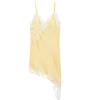 Satin Elegant Backless Lace Slip Dress