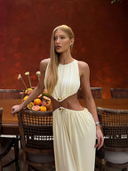 Waistless Chic Sequined Ankle Length Dress