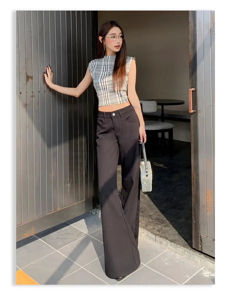 Antiwrinkle Flare Pants With Slimming Comfort Low Waisted