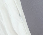 White Embroidered Lace V Neck Mini Dress With Hollow Out Detail And Back Zipper Closure