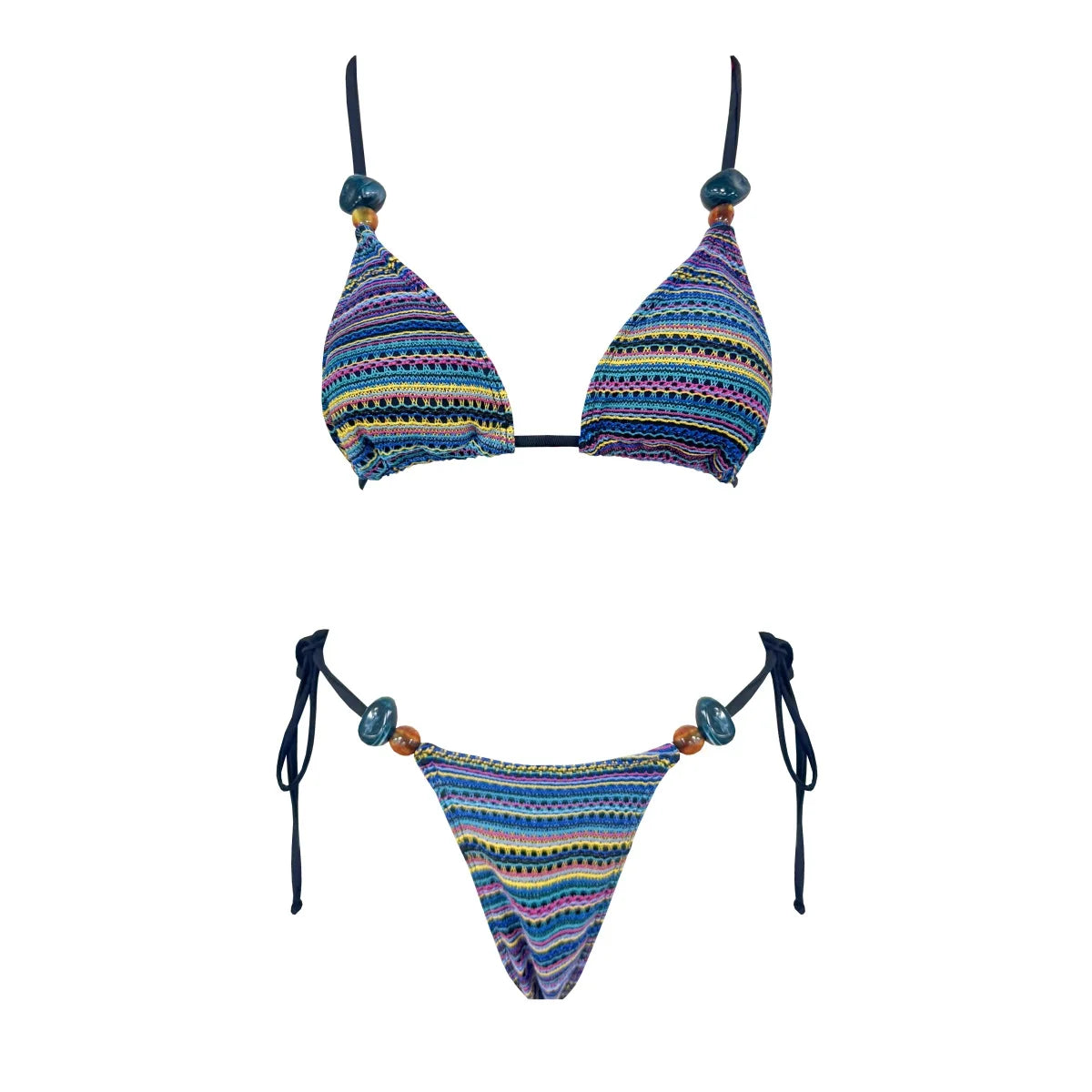 Strappy Push Up Bikini With Halter Bandeau Top Two Piece Beach Swimwear Set For Women Flattering Silhouette