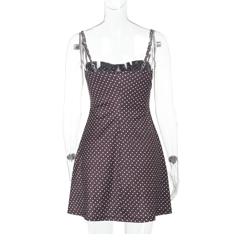 Rustic Polka Dot Halter Dress And Mini Skirt Set