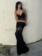 Lace See Through Sling Maxi Dress Evening