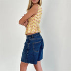 Y2K Floral Print Tie Front Tank Top for Women V Neck Sleeveless