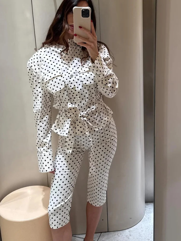 Capri Set With Lace Up Stand Collar Jacket And High Waist Pencil Pants Two Piece Outfit