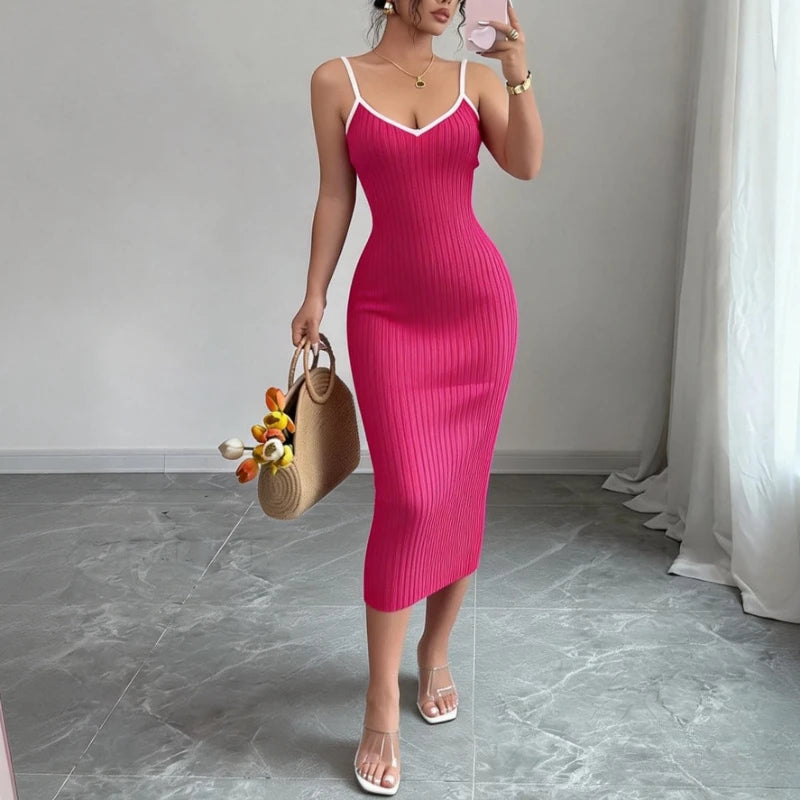 Spaghetti Strap Sundress Midi Knit