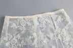 Floral Embroidered Lace Sheer Skirt Overlay