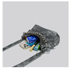 Denim Daydream Shoulder Bag With Chain Accent