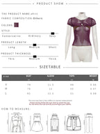 Sexy Mesh Patchwork Button o-Neck Mini Sleeve Top